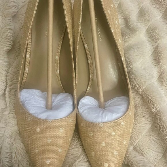 ANN TAYLOR NEW IN BOX-Mila Polka Dot Straw Size 8 - Picture 3 of 7